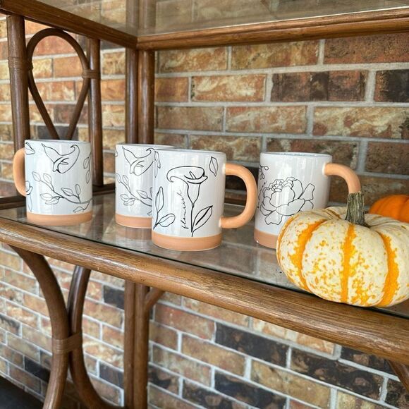 Young's Inc Set of (4) 15-oz Ceramic Human Nature Mugs bohemian earthy mug set - Picture 5 of 5
